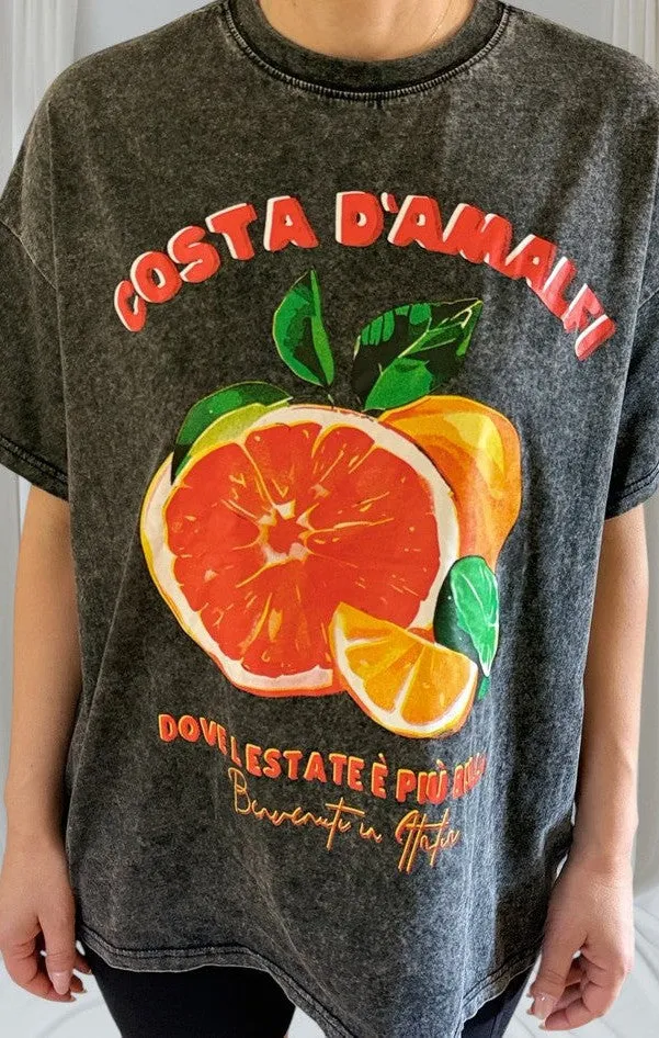 Black Acid Wash Costa Tee