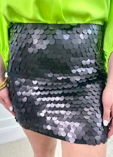 Black Ready to Shimmer Sequin Skirt