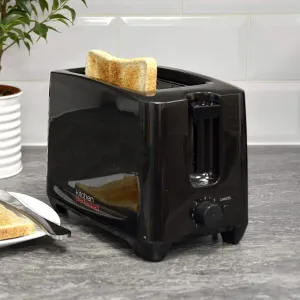 Black Toaster 750w 2-Slice Wide Slot - Cool Touch Crumb Tray 7 Browning Settings