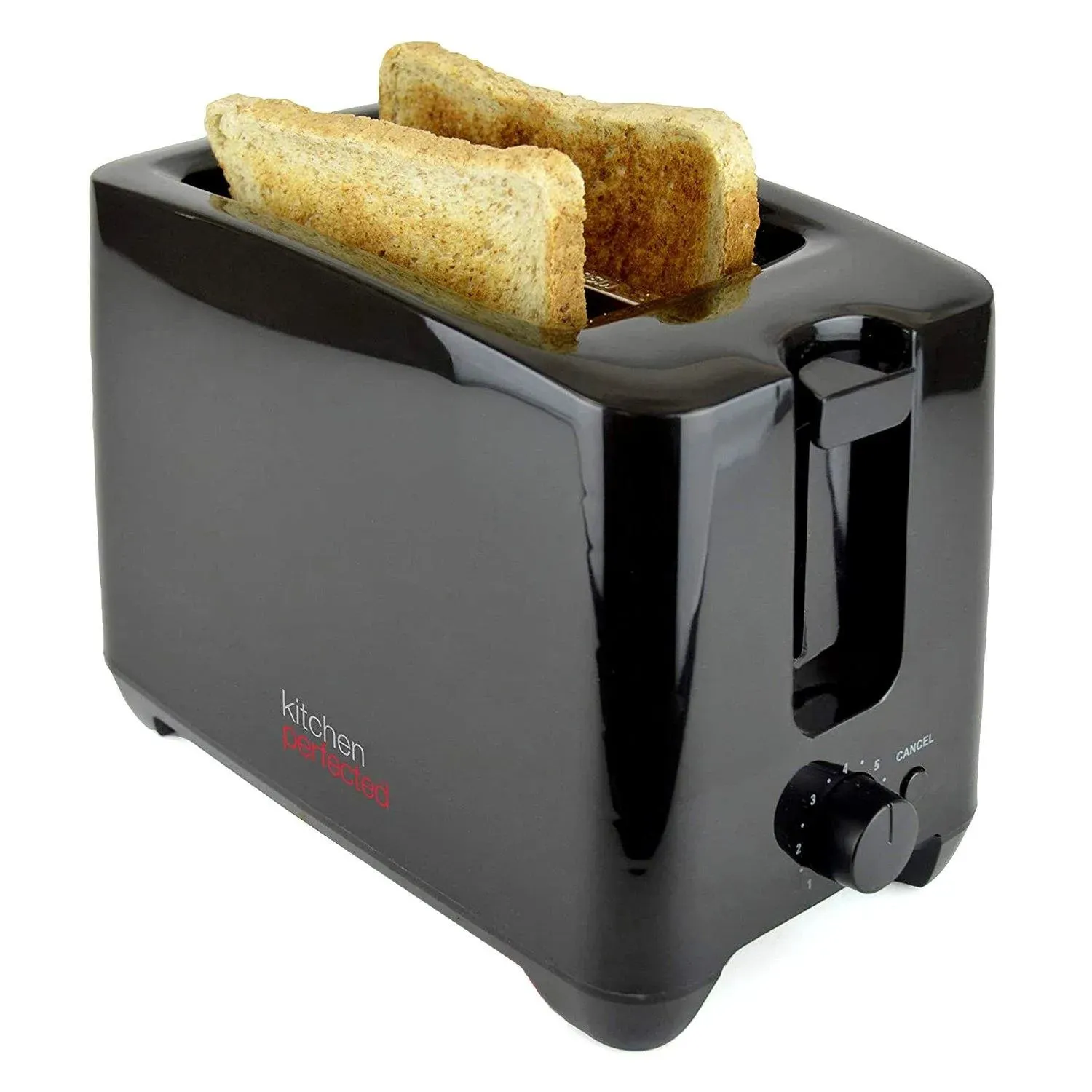 Black Toaster 750w 2-Slice Wide Slot - Cool Touch Crumb Tray 7 Browning Settings