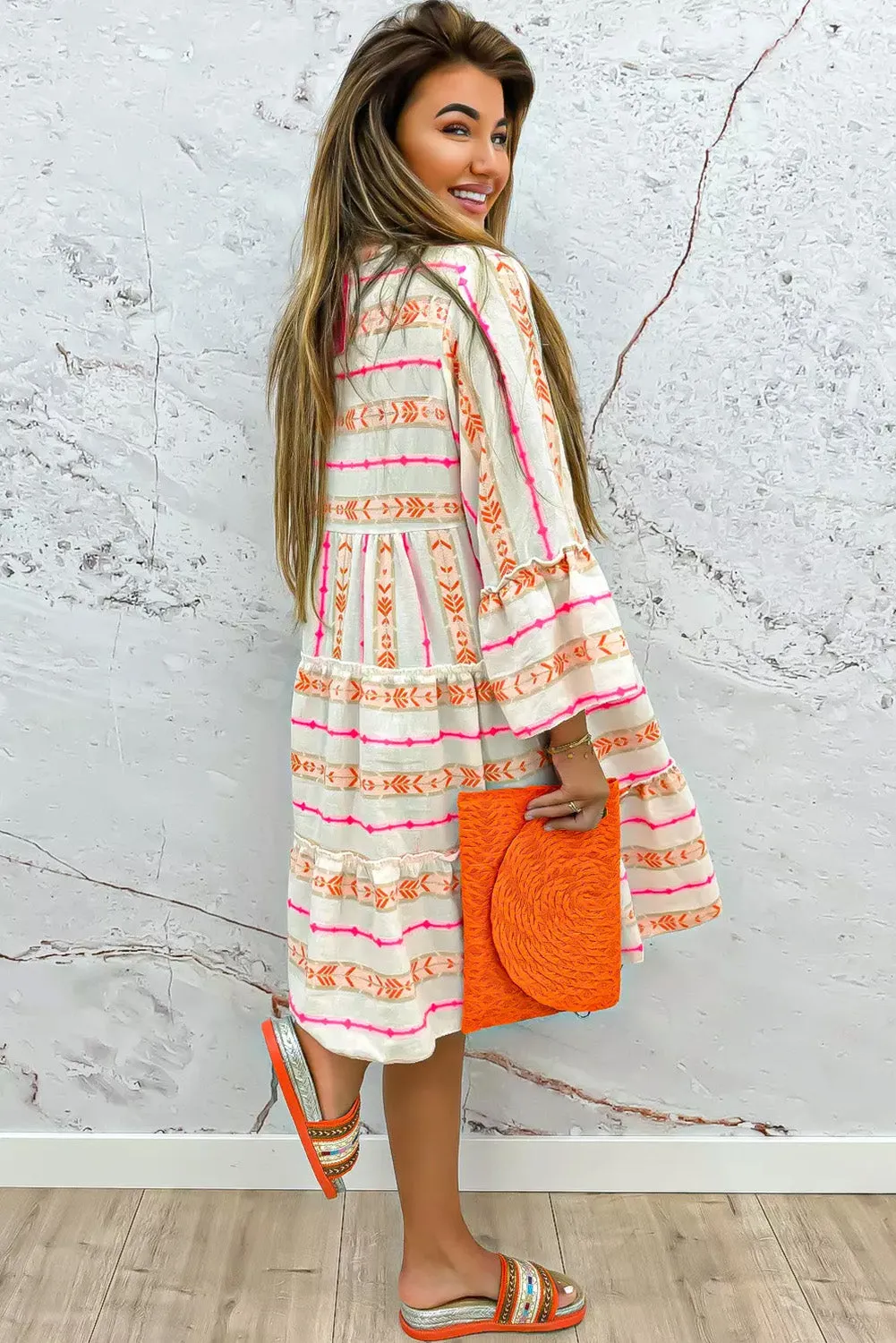 Bohemian Dress with Ruffled Layers