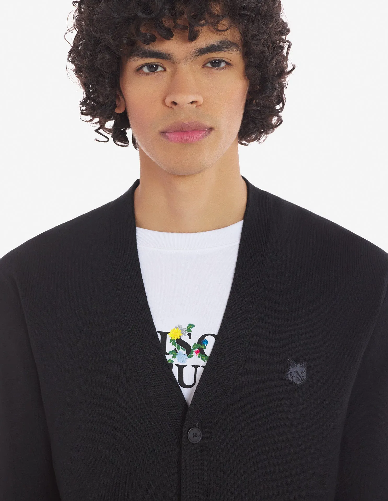 Bold Fox Head Patch Regular Cardigan Black