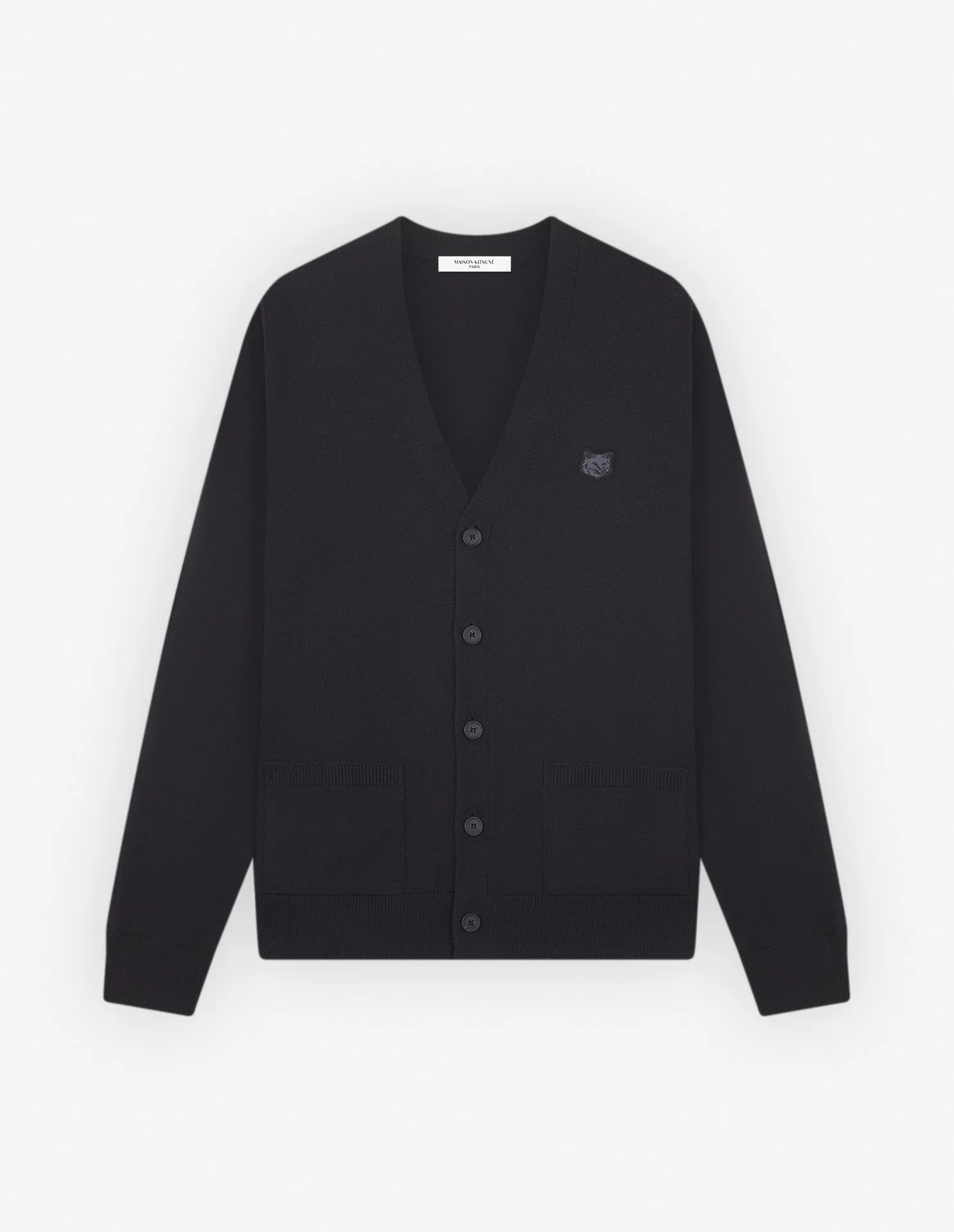 Bold Fox Head Patch Regular Cardigan Black