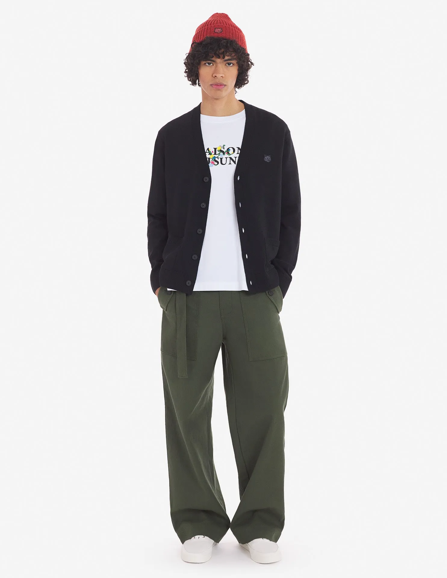 Bold Fox Head Patch Regular Cardigan Black