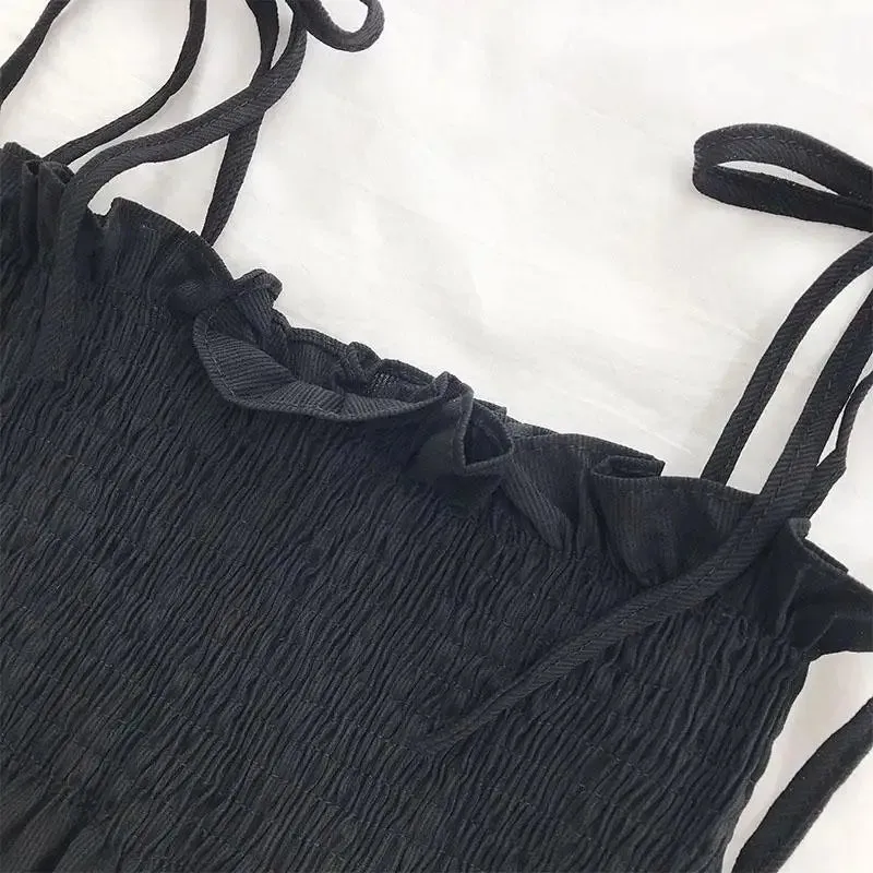 Bow Halter Folds Open Back Camisole Cropped Vest Top