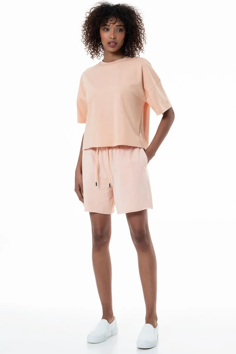 Boxy Branded T-Shirt _ 154354 _ Peach