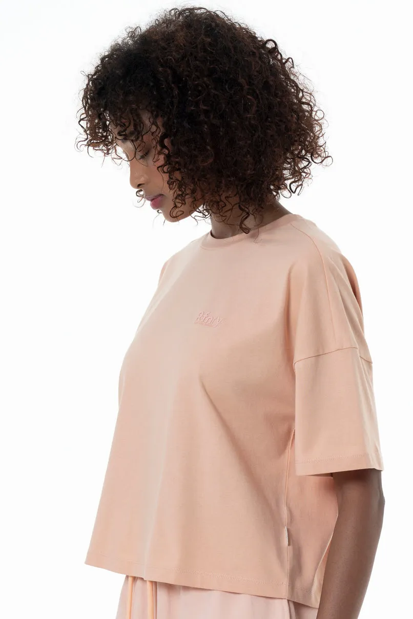 Boxy Branded T-Shirt _ 154354 _ Peach
