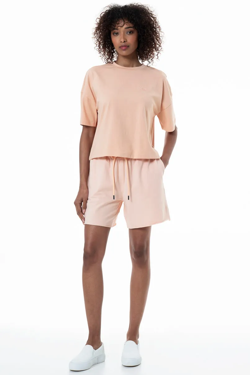 Boxy Branded T-Shirt _ 154354 _ Peach