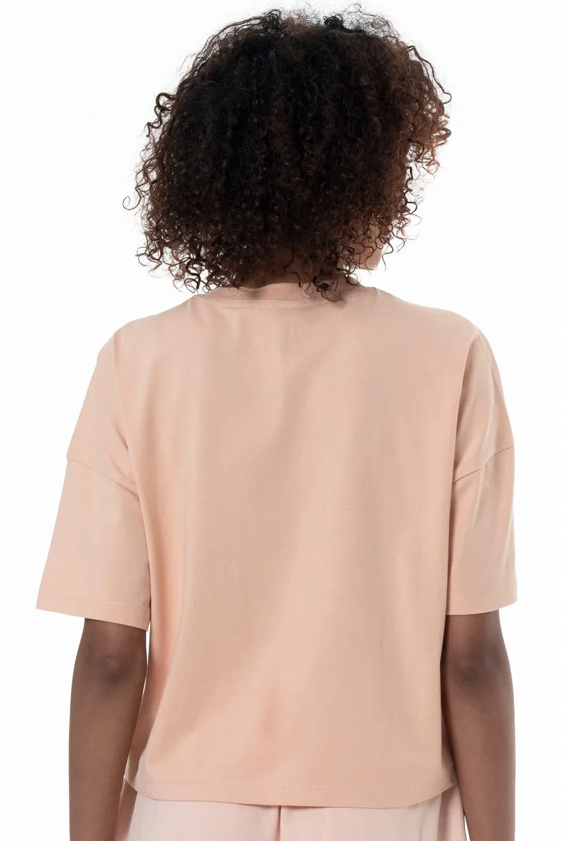 Boxy Branded T-Shirt _ 154354 _ Peach