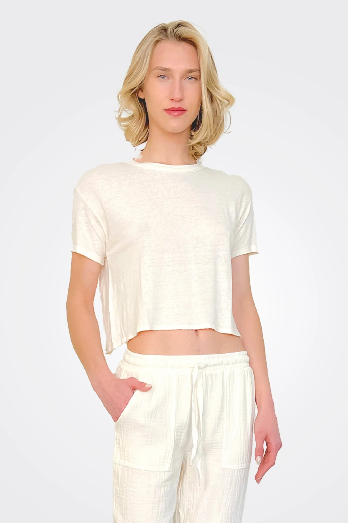 Boxy Crop Tee - Macadamia