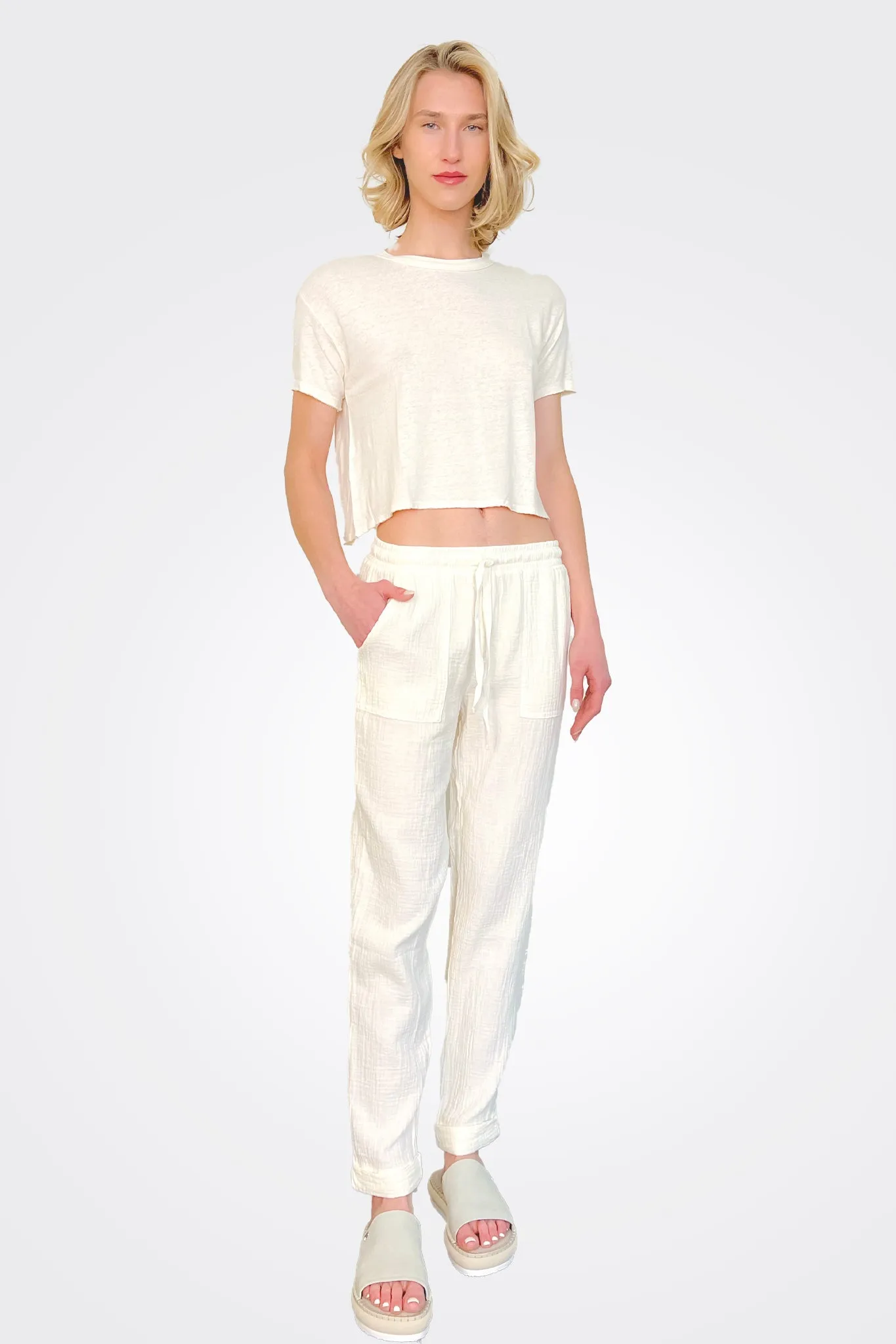 Boxy Crop Tee - Macadamia