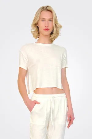 Boxy Crop Tee - Macadamia