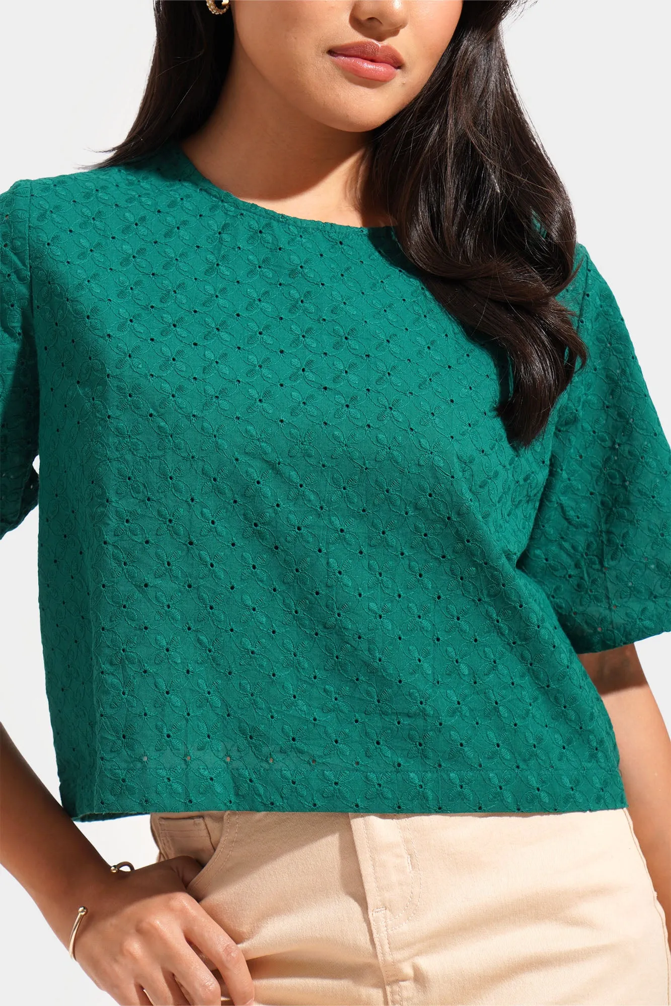 Boxy Eyelet Top