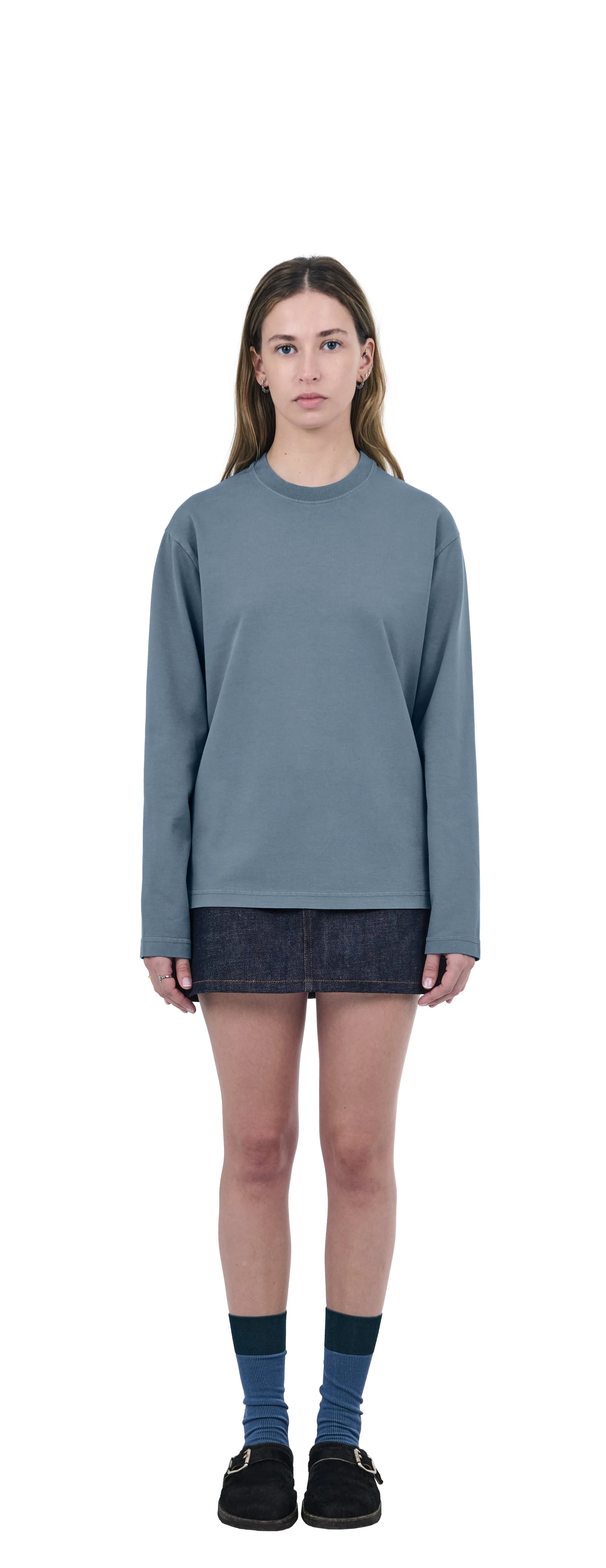Boxy Longsleeve, Blue Slate