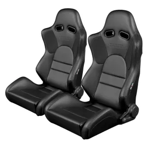 Braum Advan Series Sport Seats - Black Leatherette / Black Stitching (PAIR)