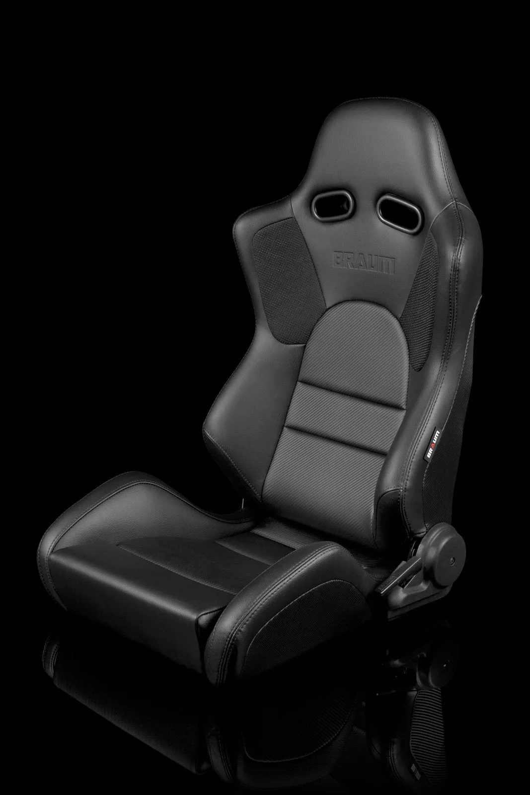 Braum Advan Series Sport Seats - Black Leatherette / Black Stitching (PAIR)