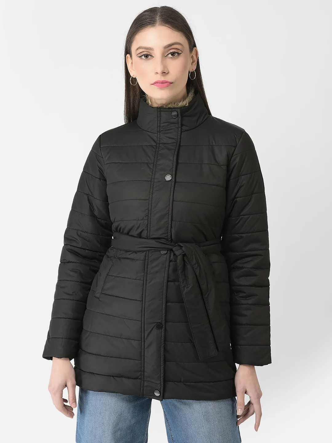 Brown Longline Tie-Up Jacket