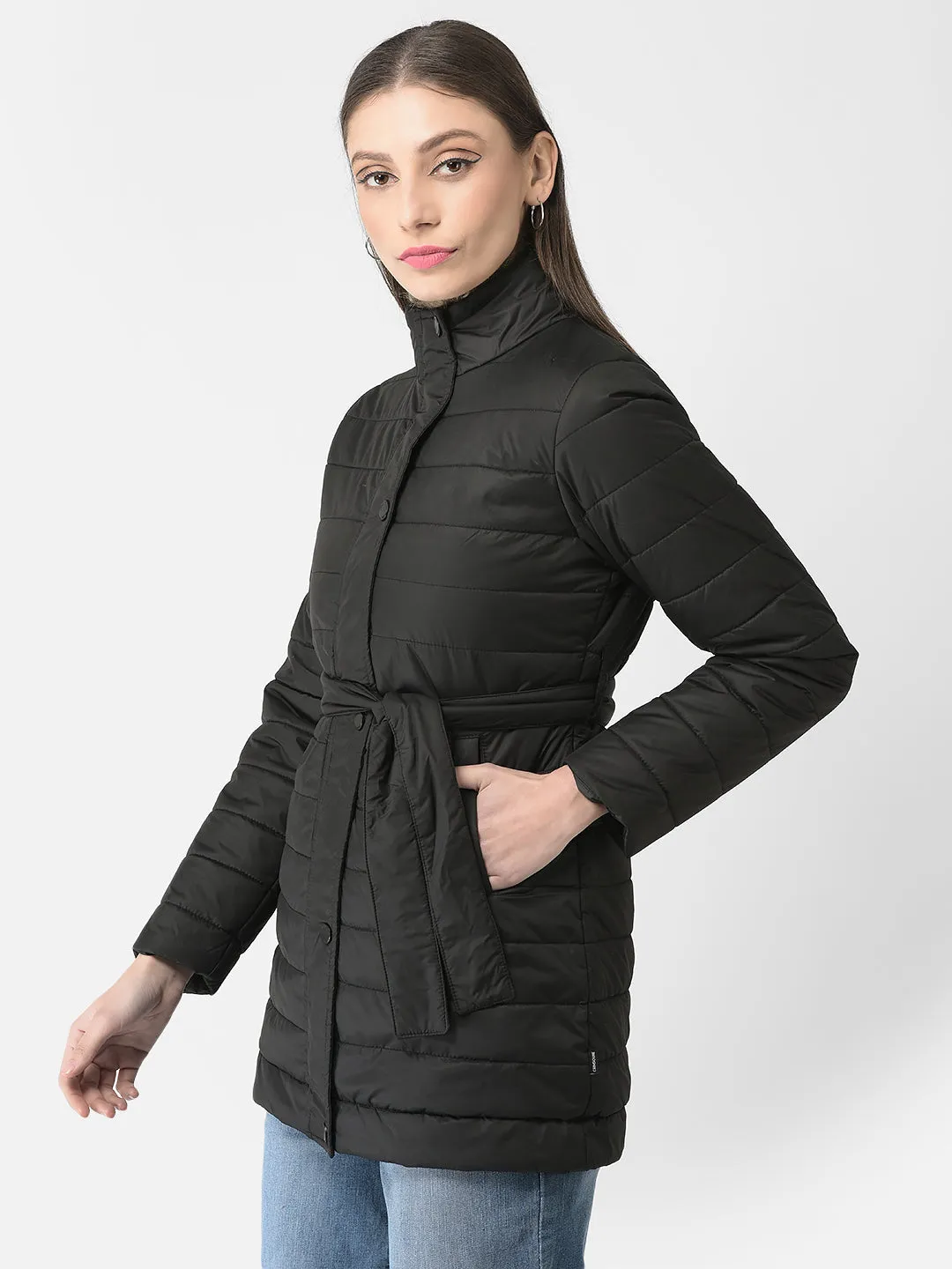 Brown Longline Tie-Up Jacket