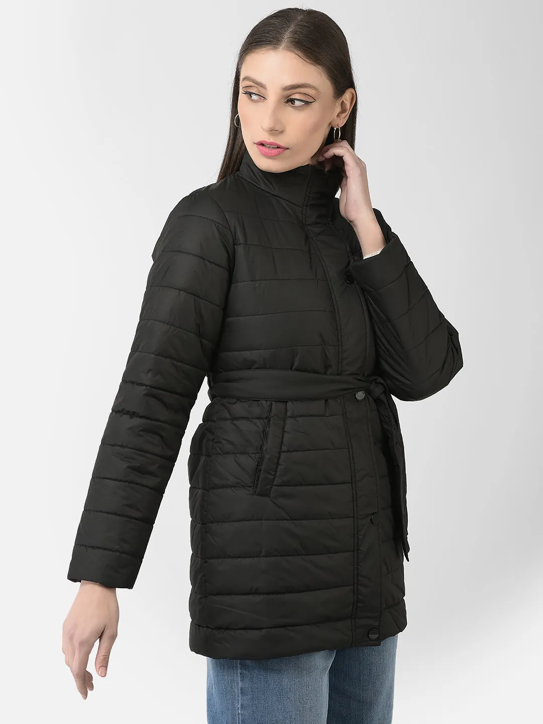 Brown Longline Tie-Up Jacket