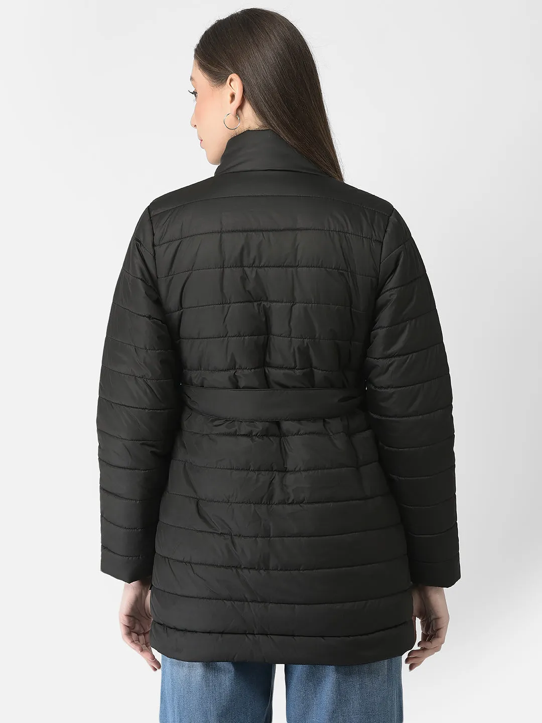 Brown Longline Tie-Up Jacket