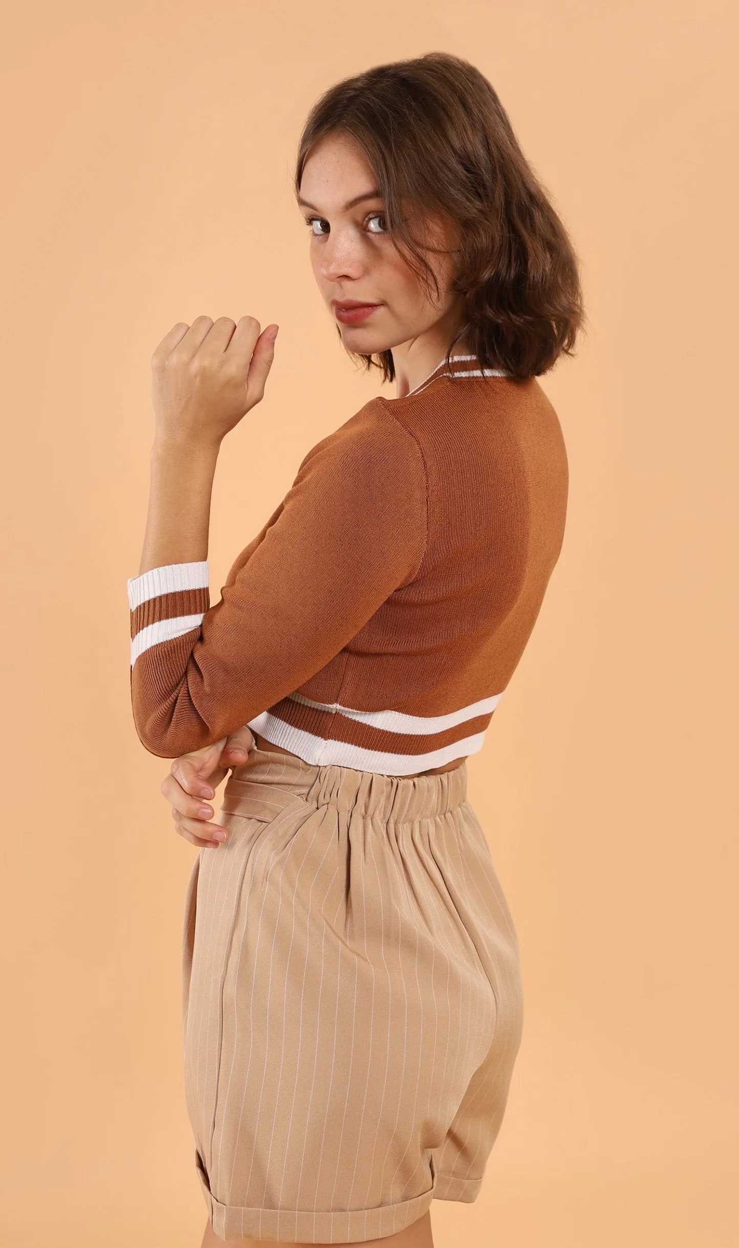CAMILA Cropped Knit Sweater (Mocha)