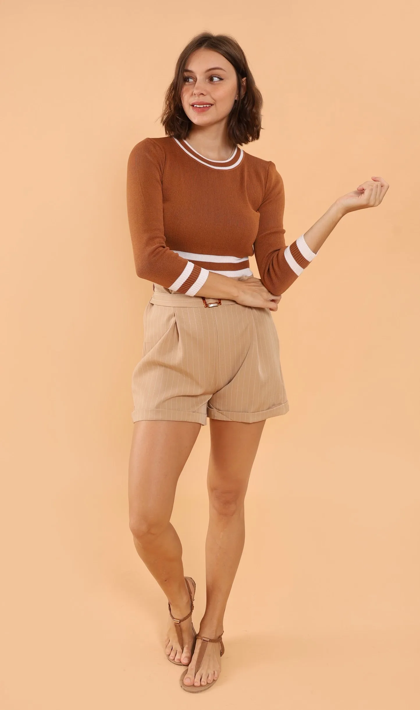 CAMILA Cropped Knit Sweater (Mocha)