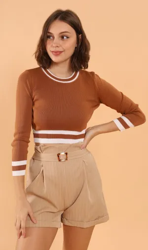 CAMILA Cropped Knit Sweater (Mocha)
