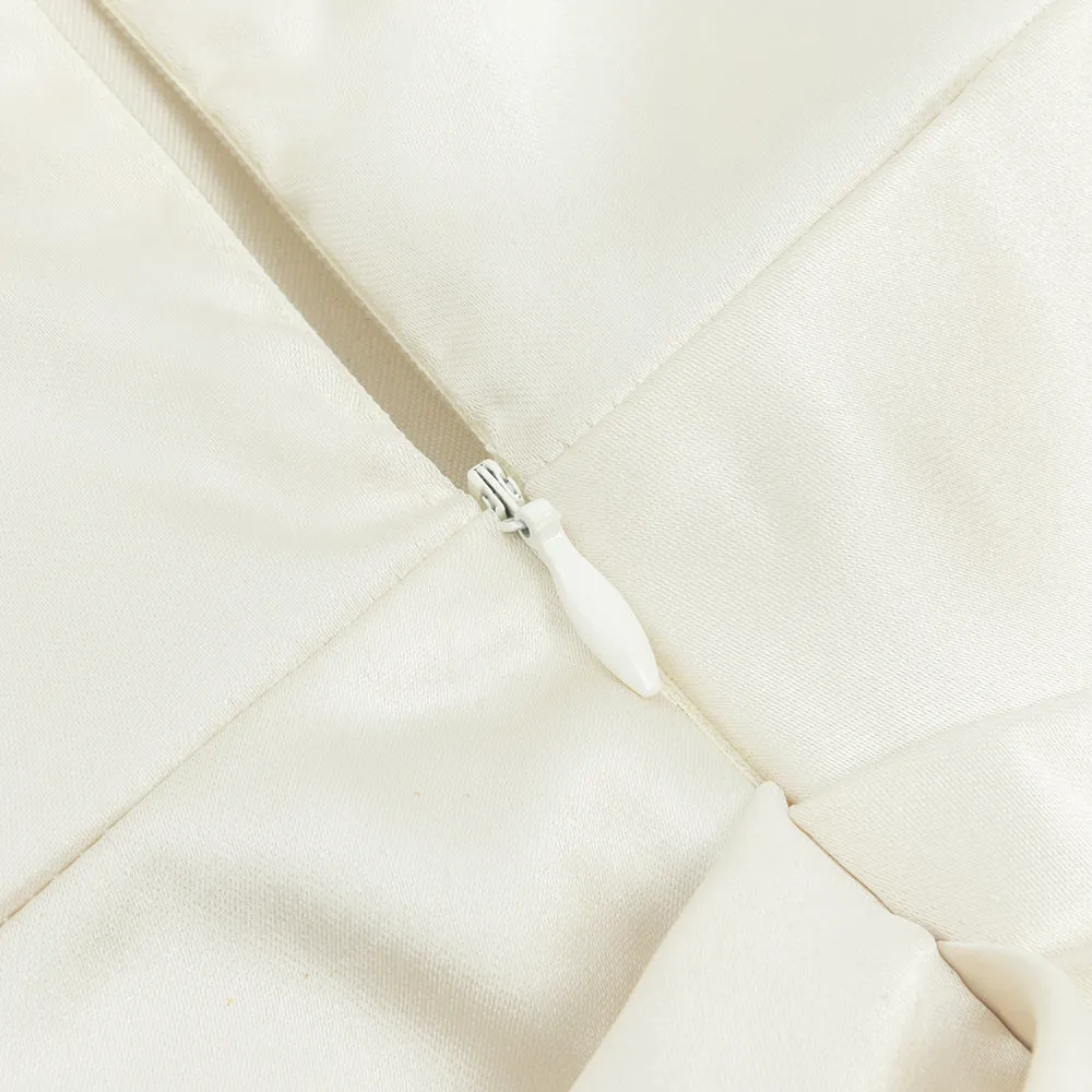 CAMILLE WHITE SATIN CORSET OFF SHOULDER GOWN