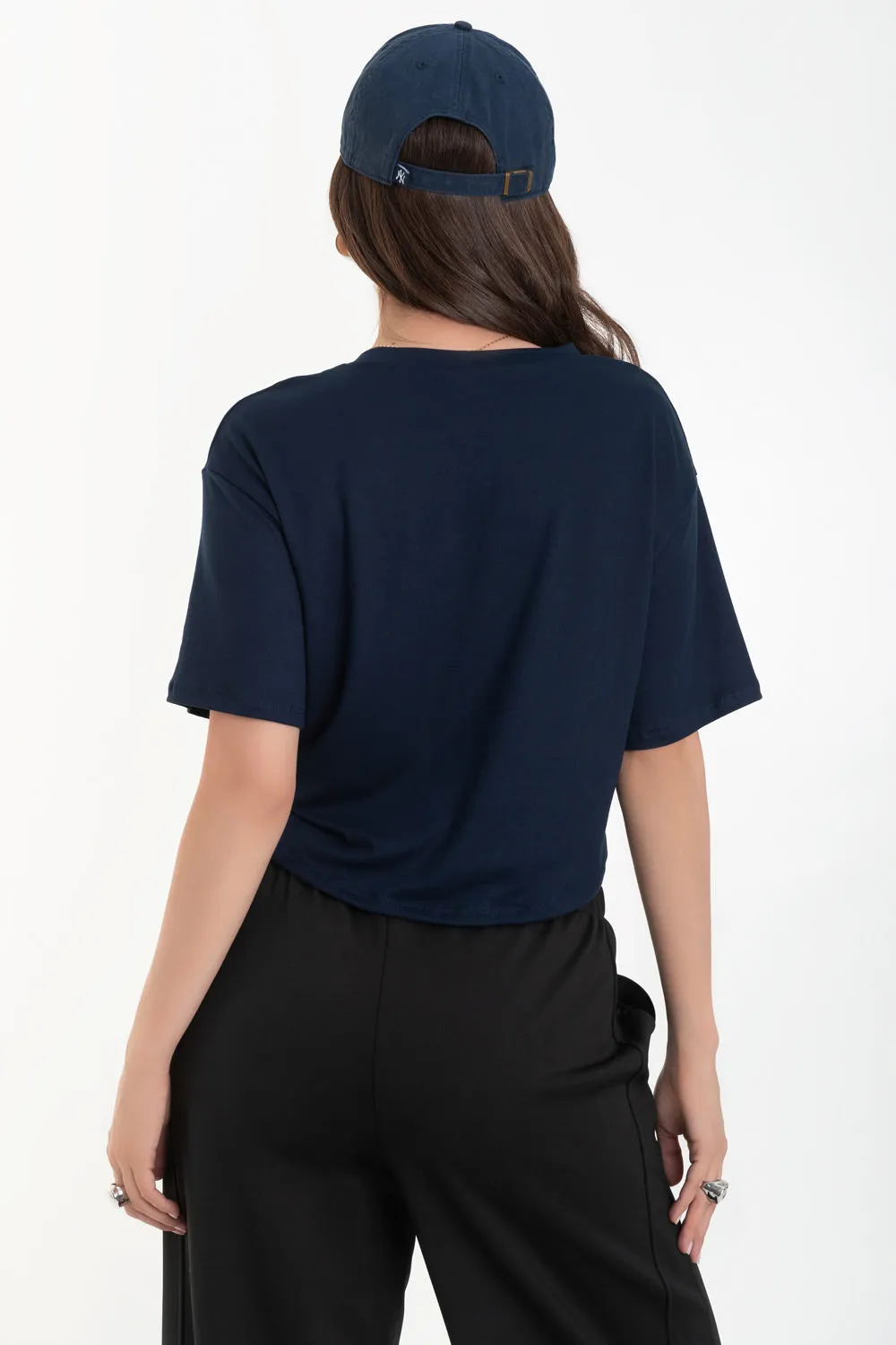 Camiseta cropped fluida de manga corta