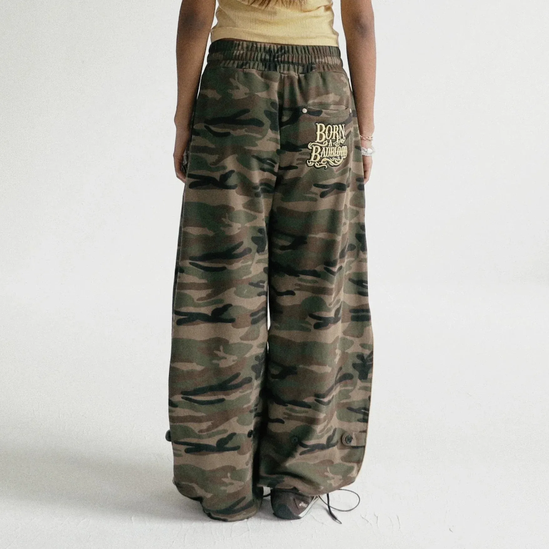 Camouflage Wide-Leg Pants
