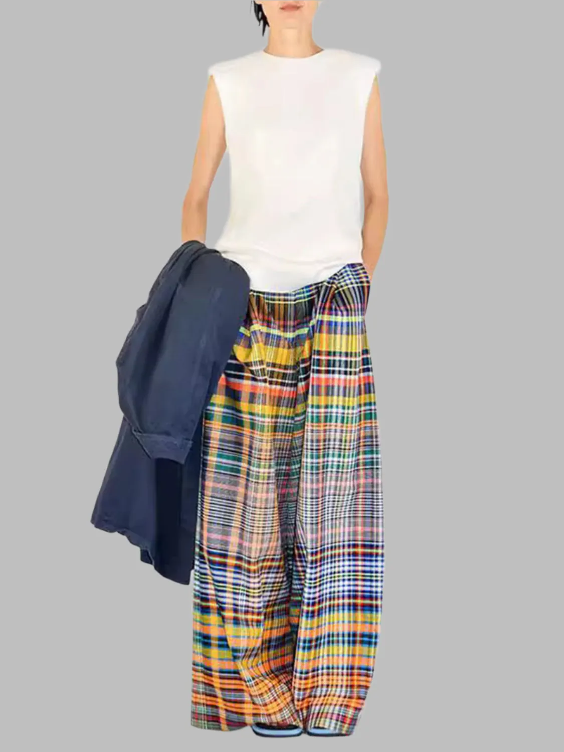 Carina – Relaxed-Fit Women's Plaid Wide Leg Pants