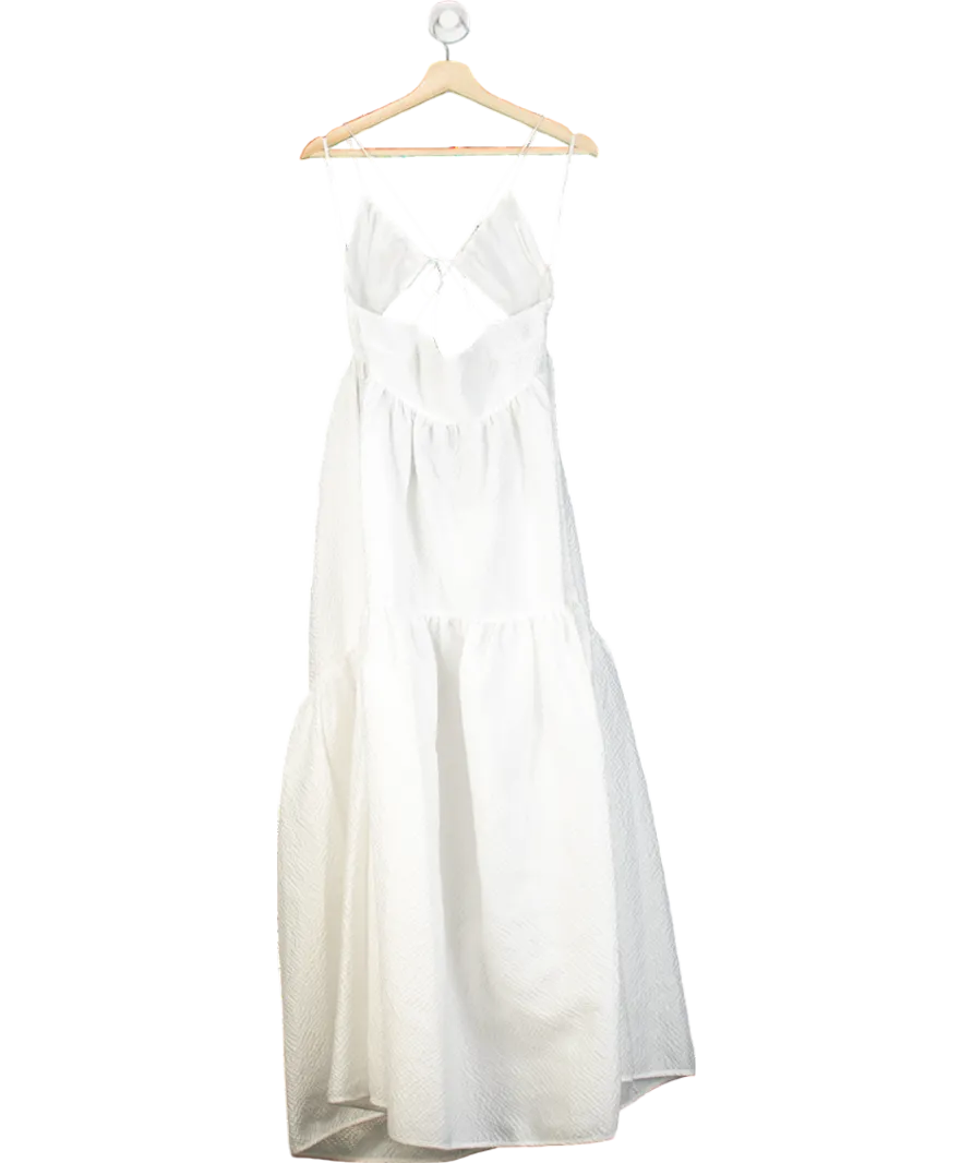 Cecilie Bahnsen White Hillary Tiered Cross Back Gown UK 8