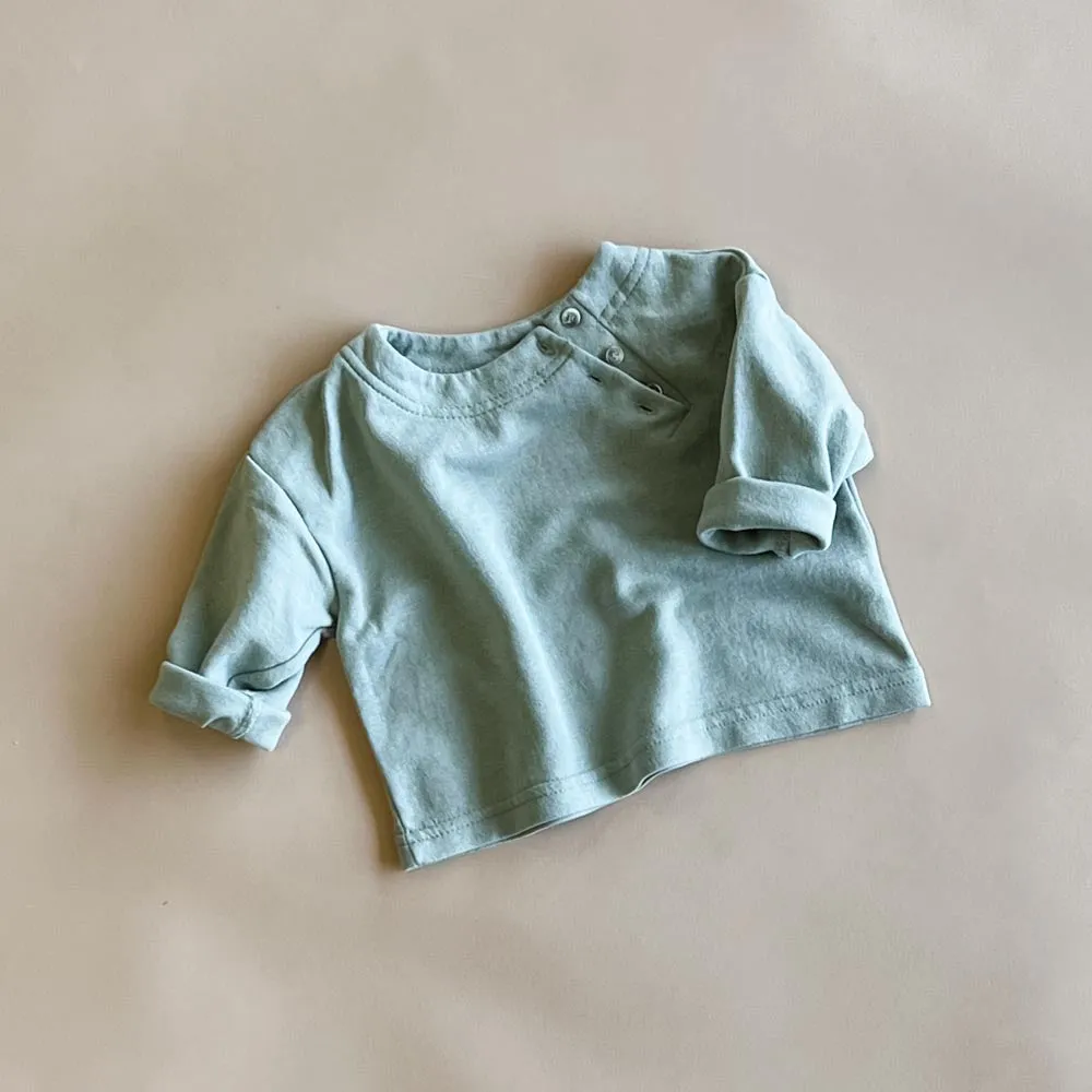 Charlie Baby Button Tee | Slate Blue