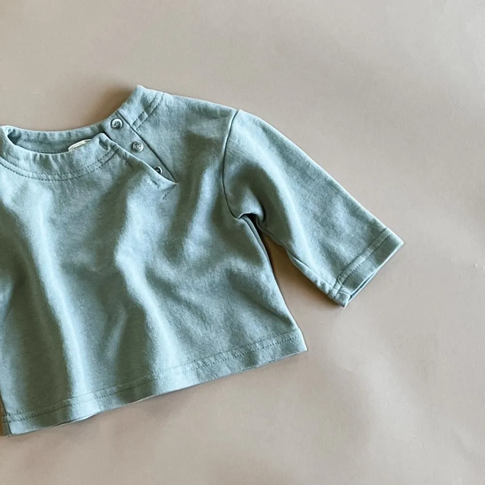 Charlie Baby Button Tee | Slate Blue