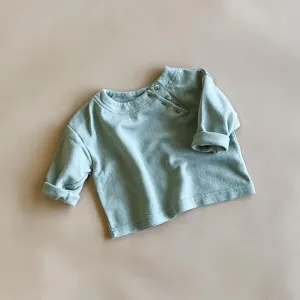 Charlie Baby Button Tee | Slate Blue