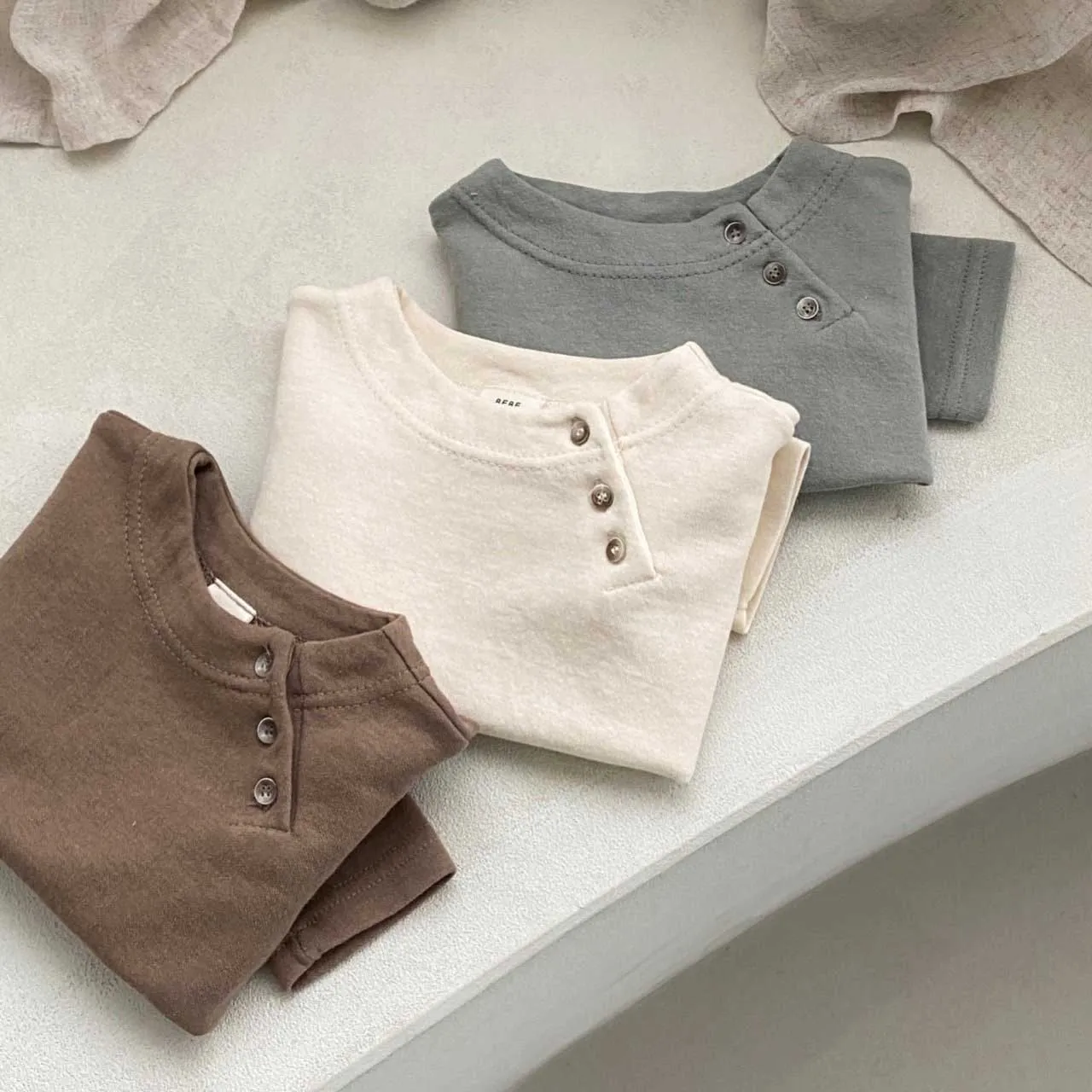 Charlie Baby Button Tee | Slate Blue