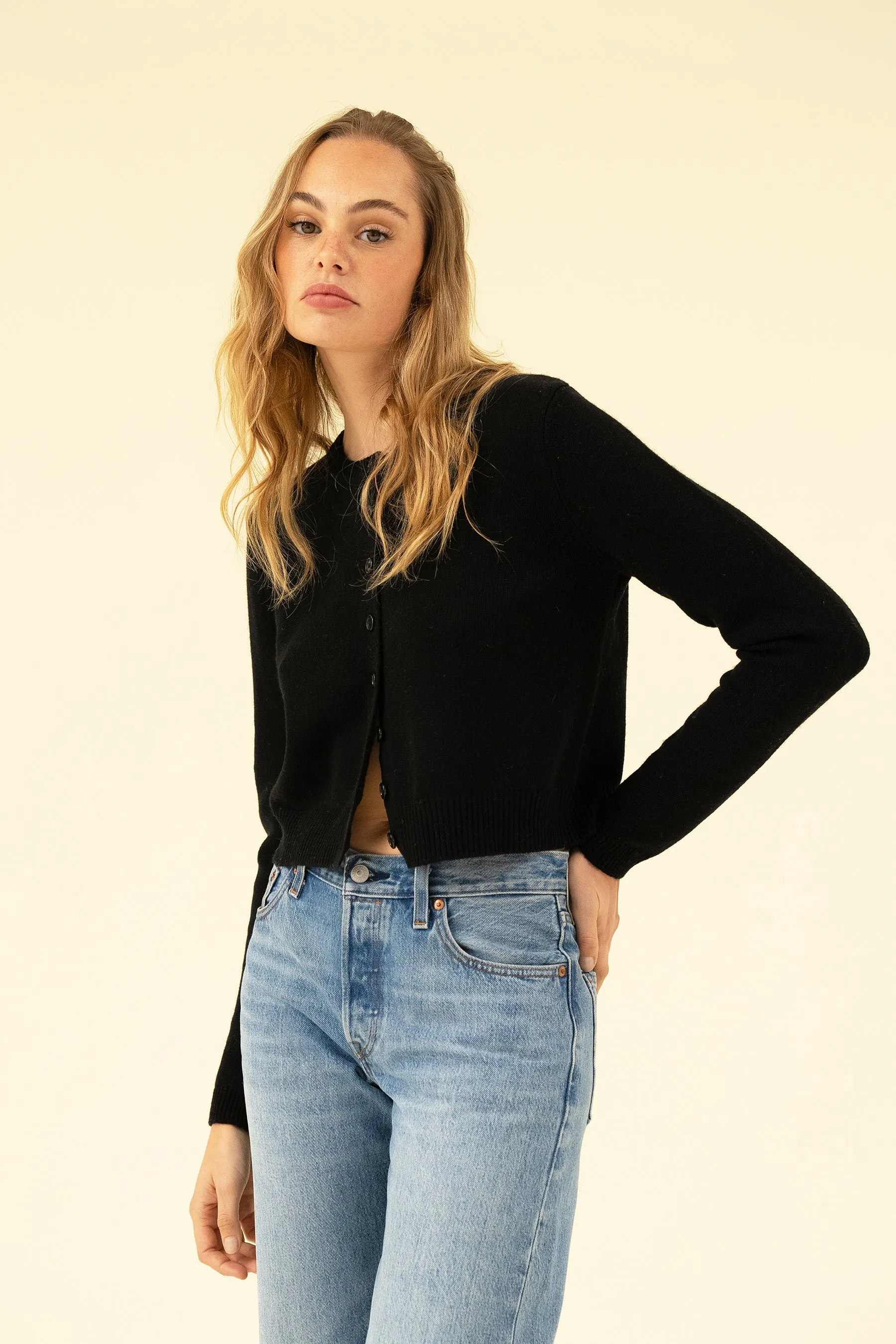 CHARLOTTE CASHMERE CARDIGAN - NOIR