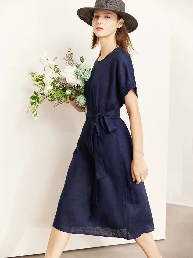 Charmantes Midikleid mit Gürtel – Klassisch & Komfortabel