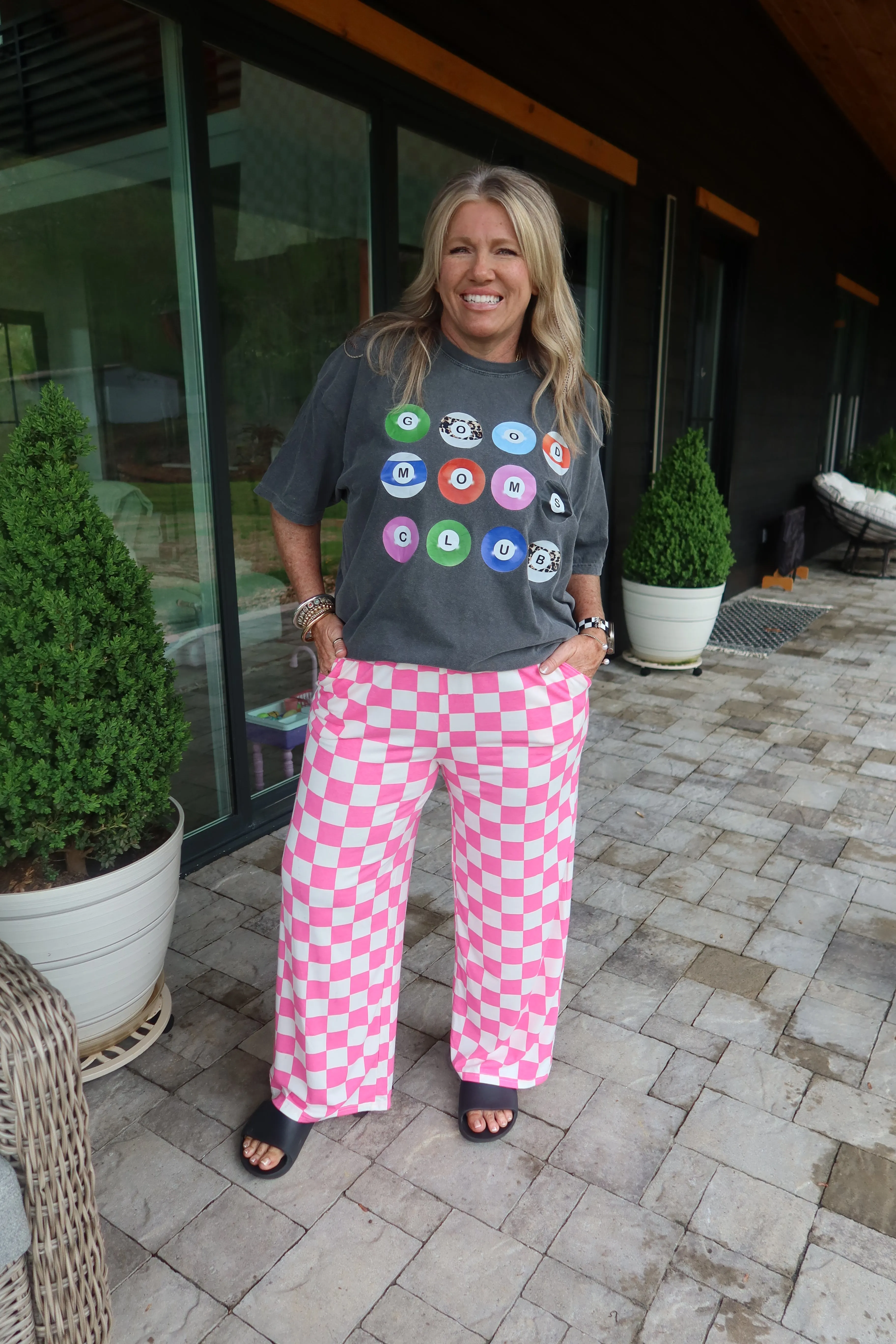 Checkered Wide Leg Pants