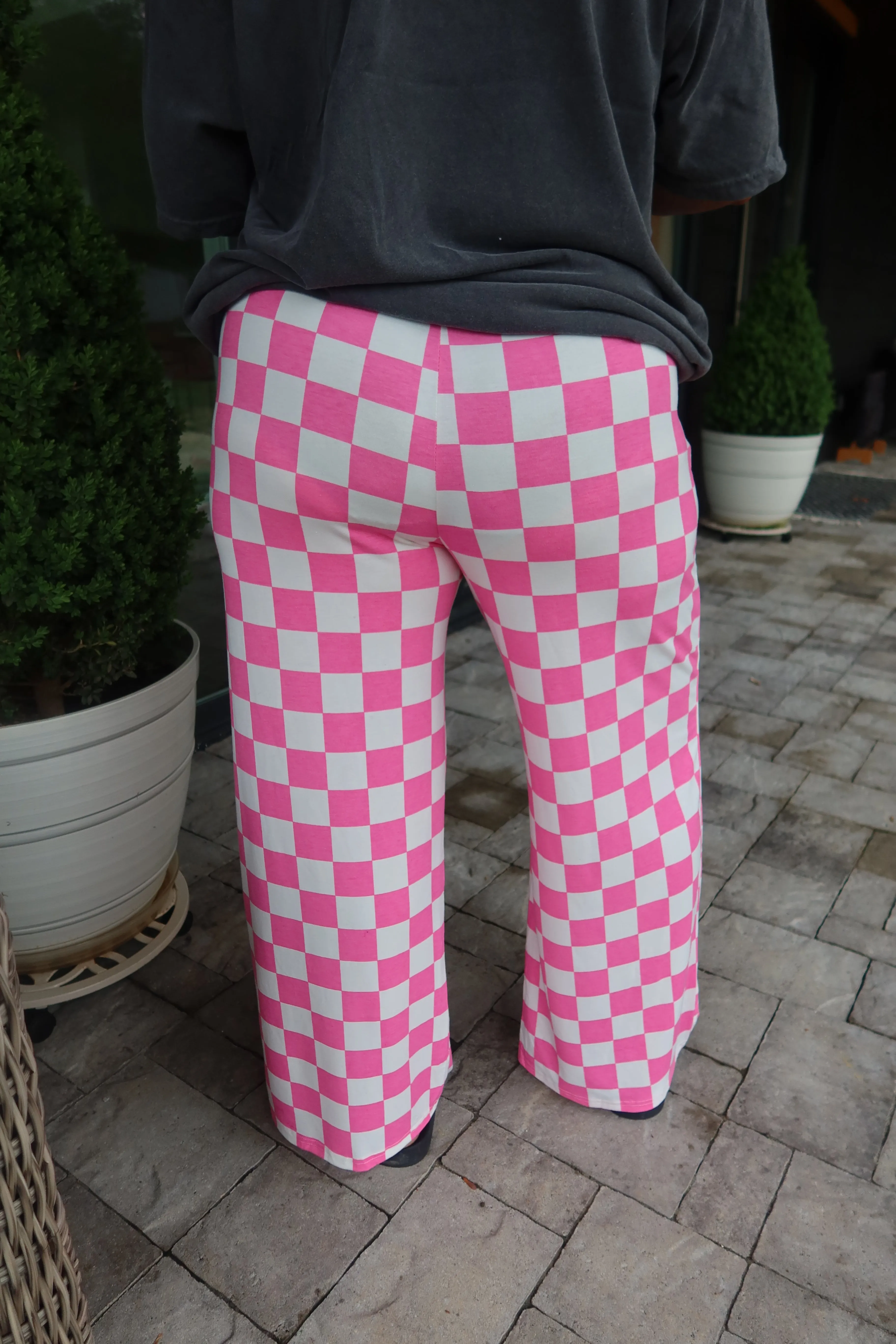 Checkered Wide Leg Pants