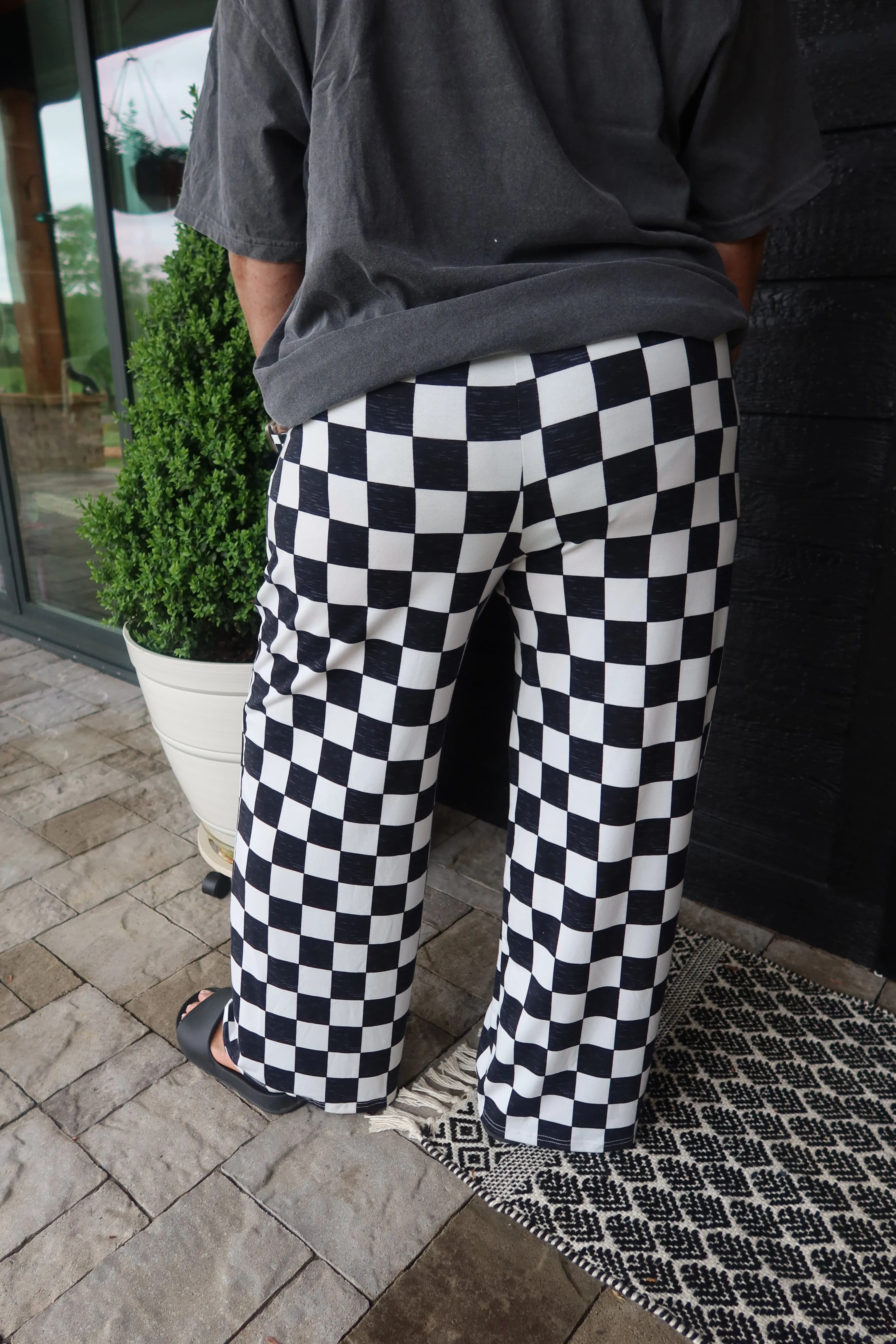 Checkered Wide Leg Pants