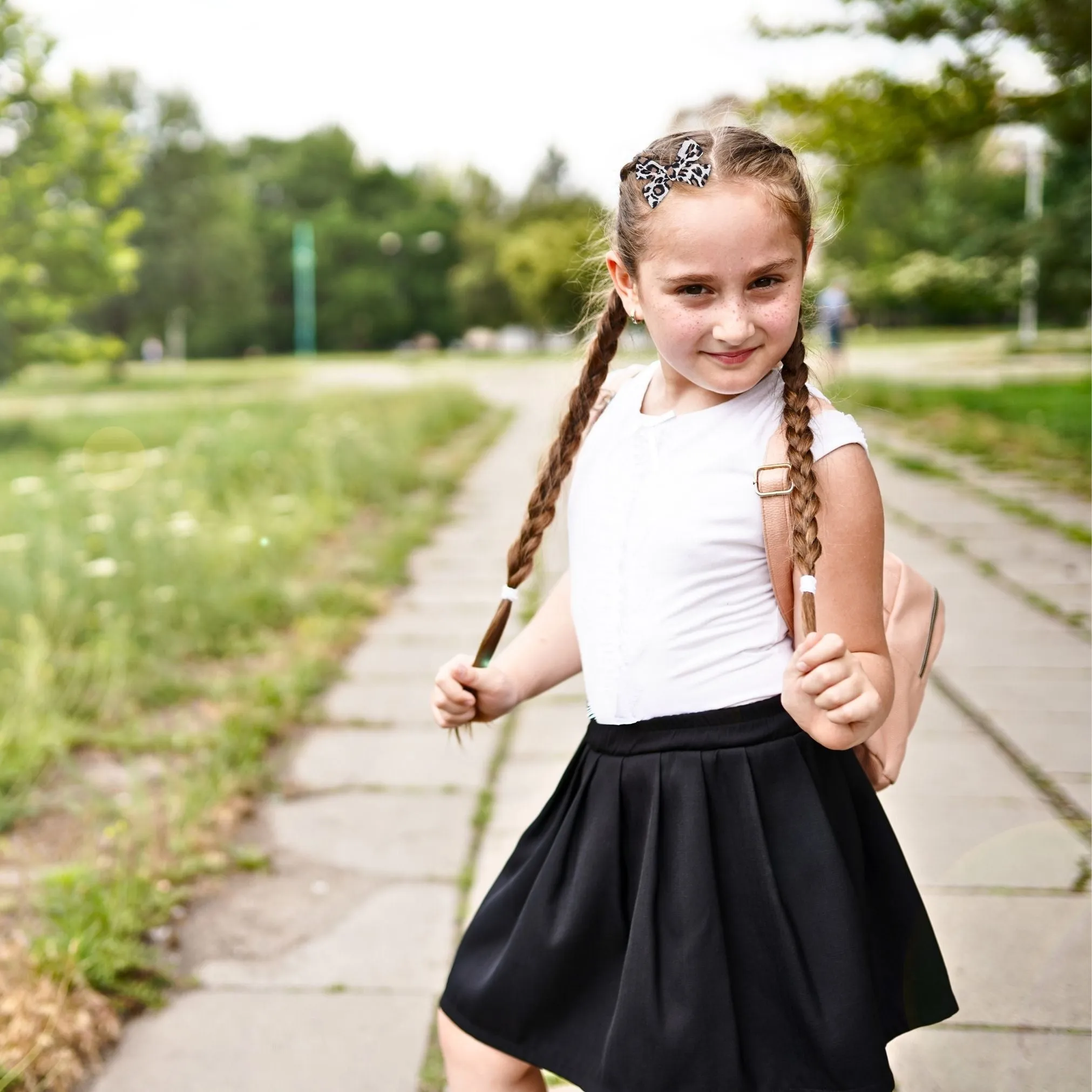 Cheetah Pigtail Hair Bows
