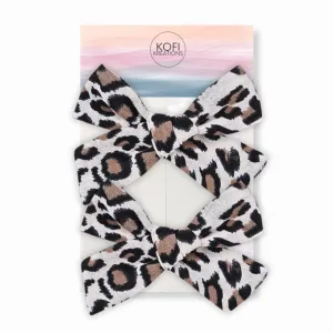 Cheetah Pigtail Hair Bows