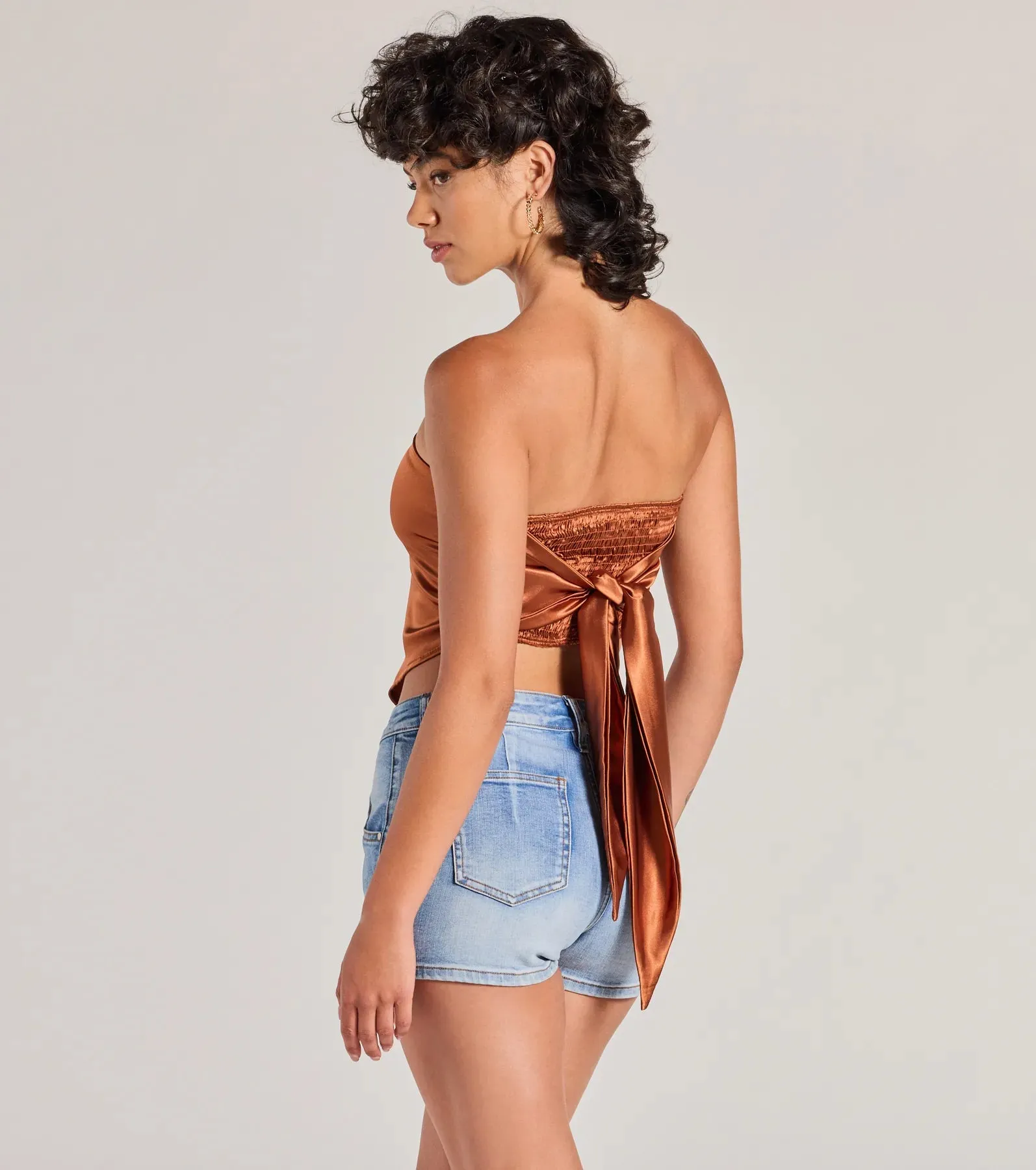 Chic Style Satin Cropped Tube Top
