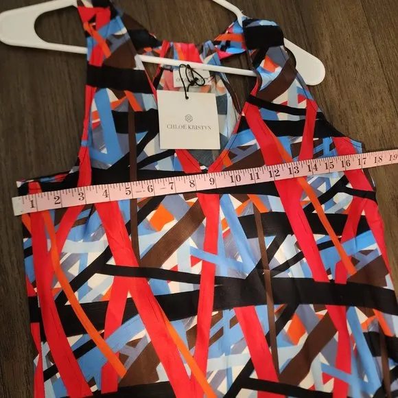 Chloe Kristyn Le Trait Nina Slip Dress NWT Blue and Red Med
