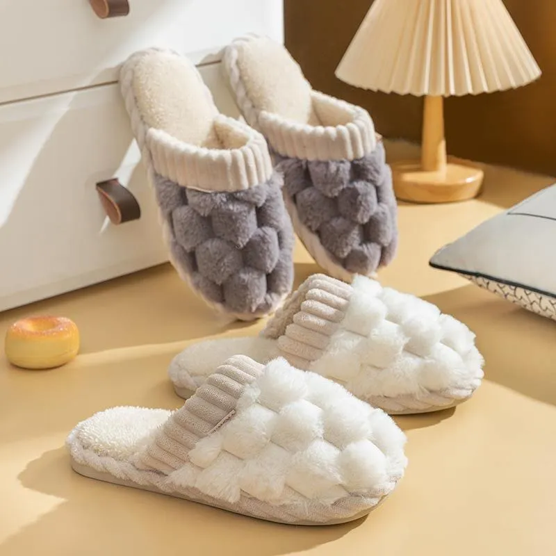 Colorblock Faux Fur Slippers