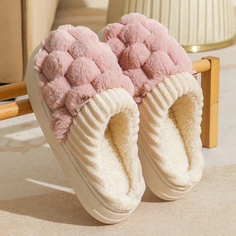 Colorblock Faux Fur Slippers