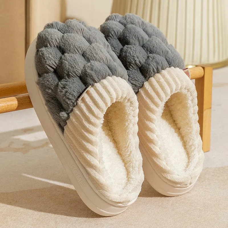 Colorblock Faux Fur Slippers
