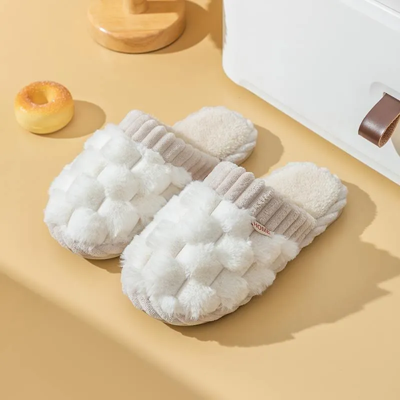 Colorblock Faux Fur Slippers