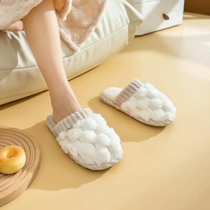 Colorblock Faux Fur Slippers